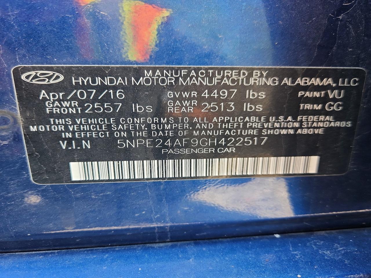 2016 HYUNDAI SONATA