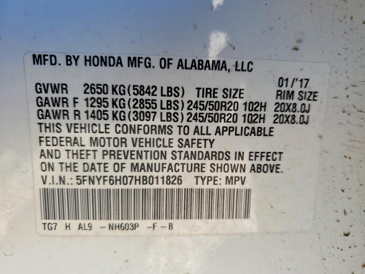 2017 HONDA PILOT
