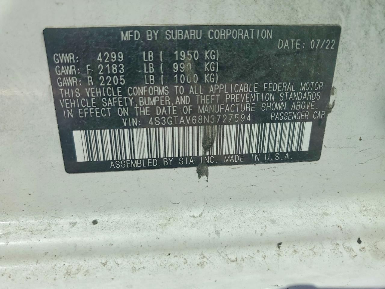 2022 SUBARU IMPREZA