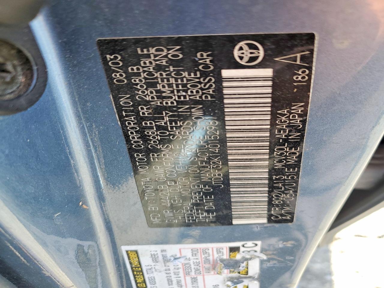 2004 TOYOTA CAMRY