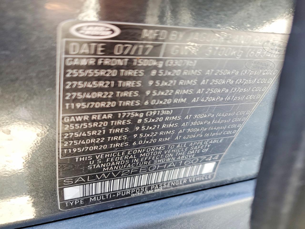 2017 LAND ROVER RANGEROVER