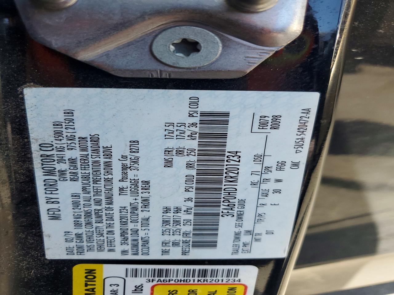 2019 FORD FUSION