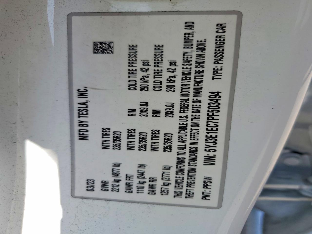 2023 TESLA MODEL 3