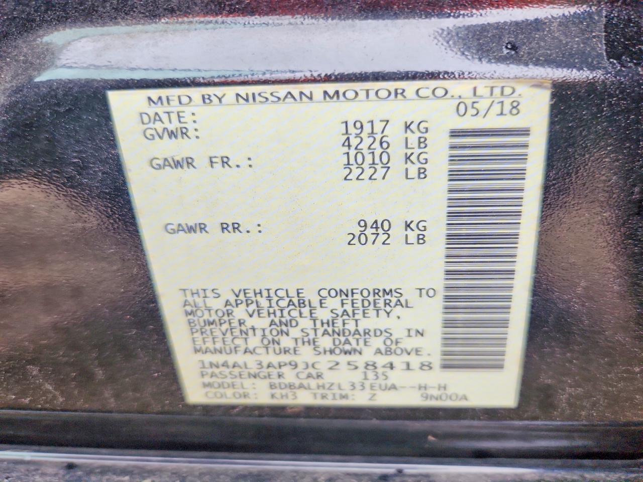 2018 NISSAN ALTIMA