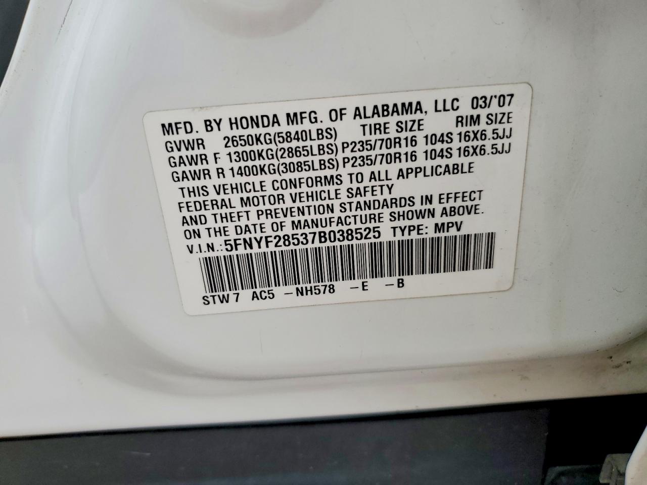 2007 HONDA PILOT