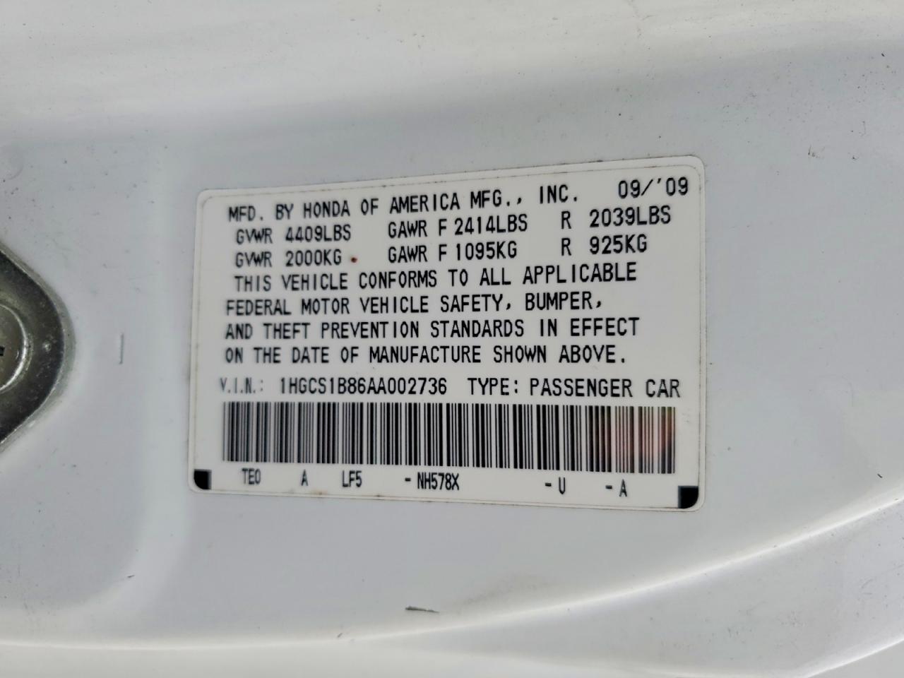 2010 HONDA ACCORD