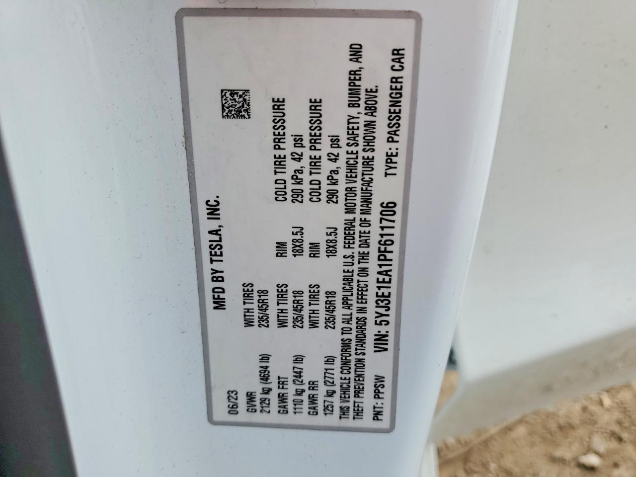2023 TESLA MODEL 3