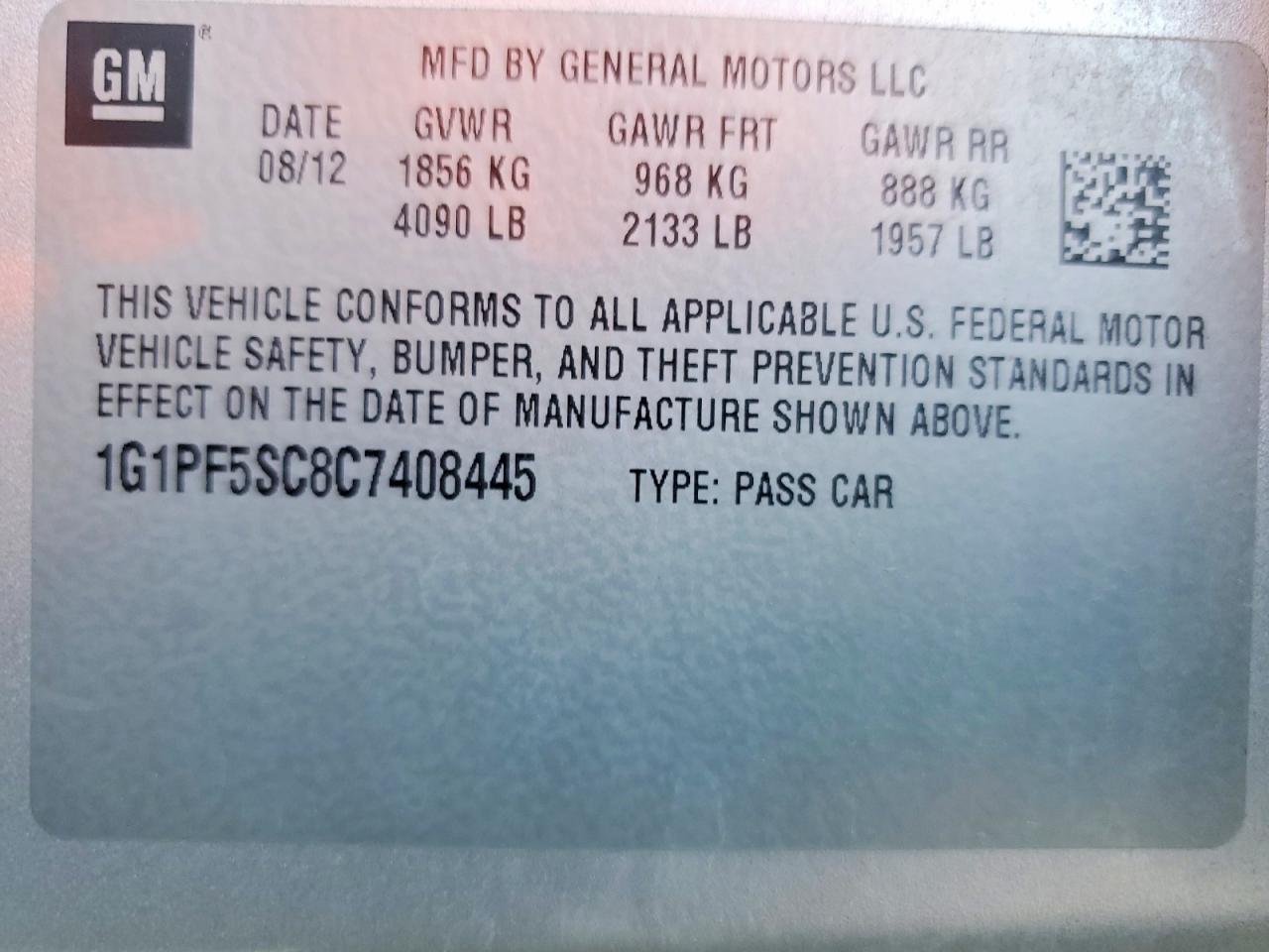 2012 CHEVROLET CRUZE