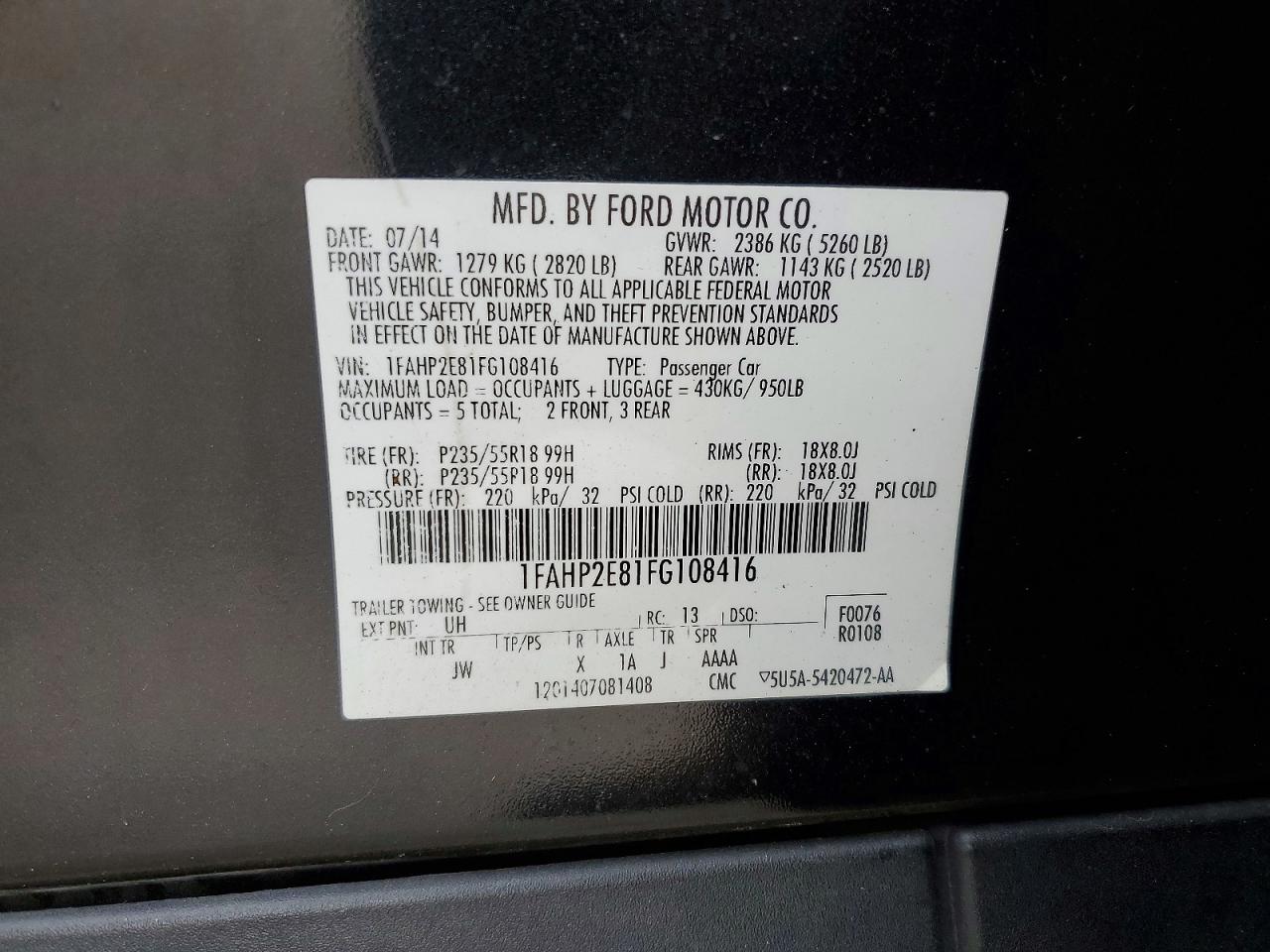 2015 FORD TAURUS