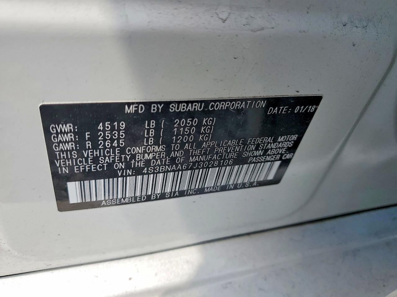 2018 SUBARU LEGACY