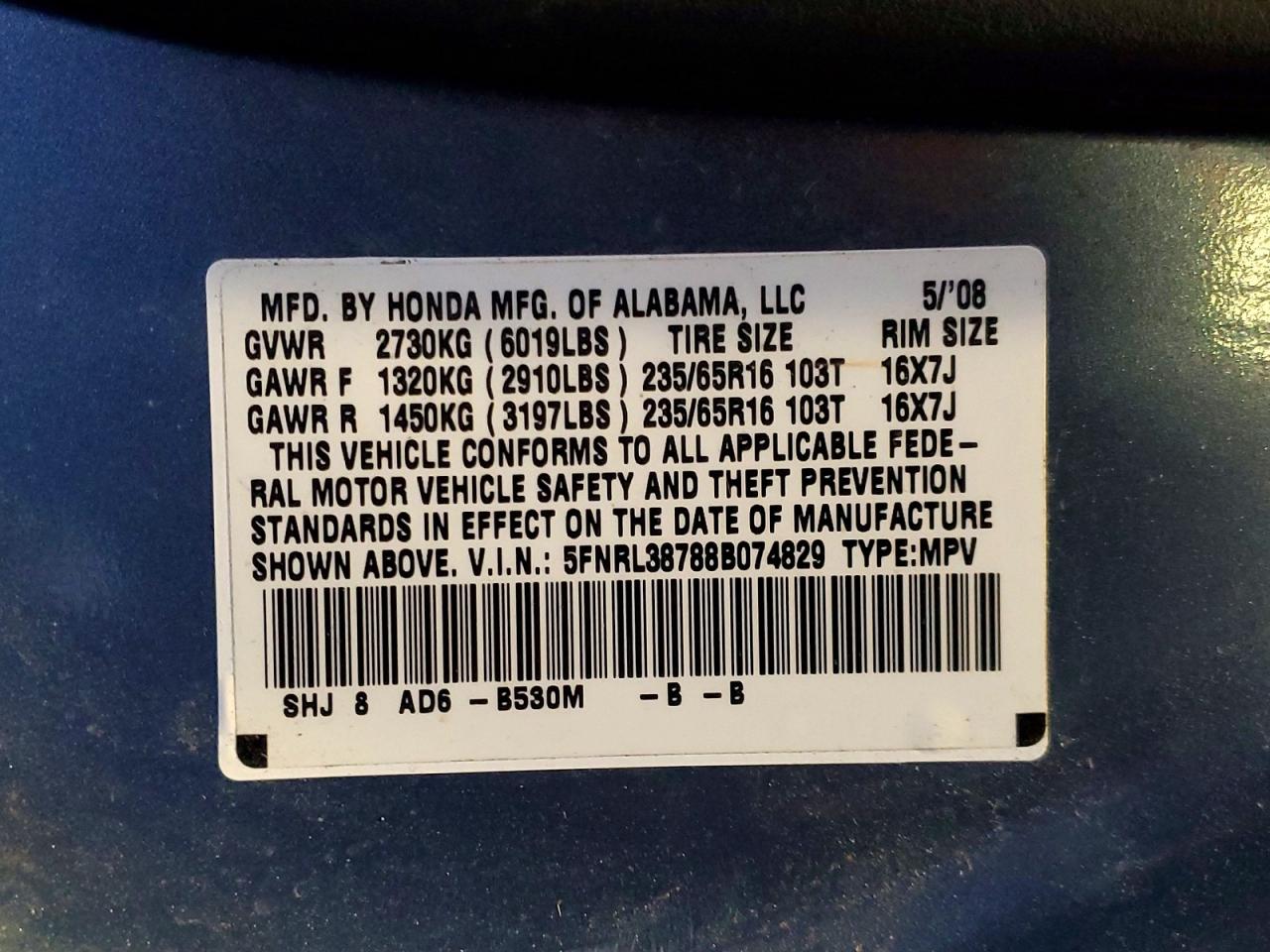 2008 HONDA ODYSSEY