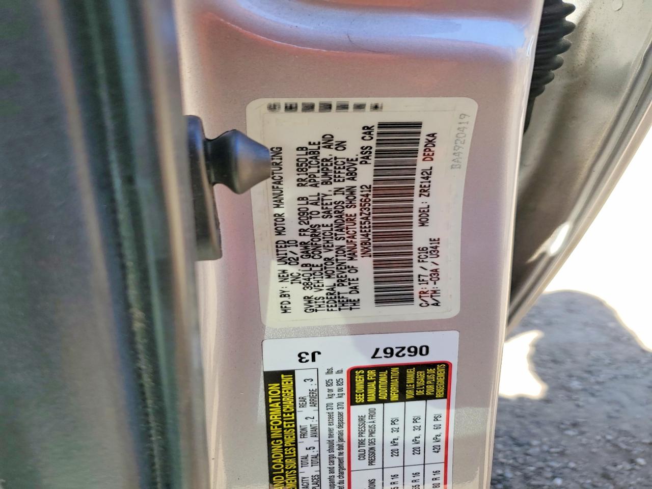 2010 TOYOTA COROLLA