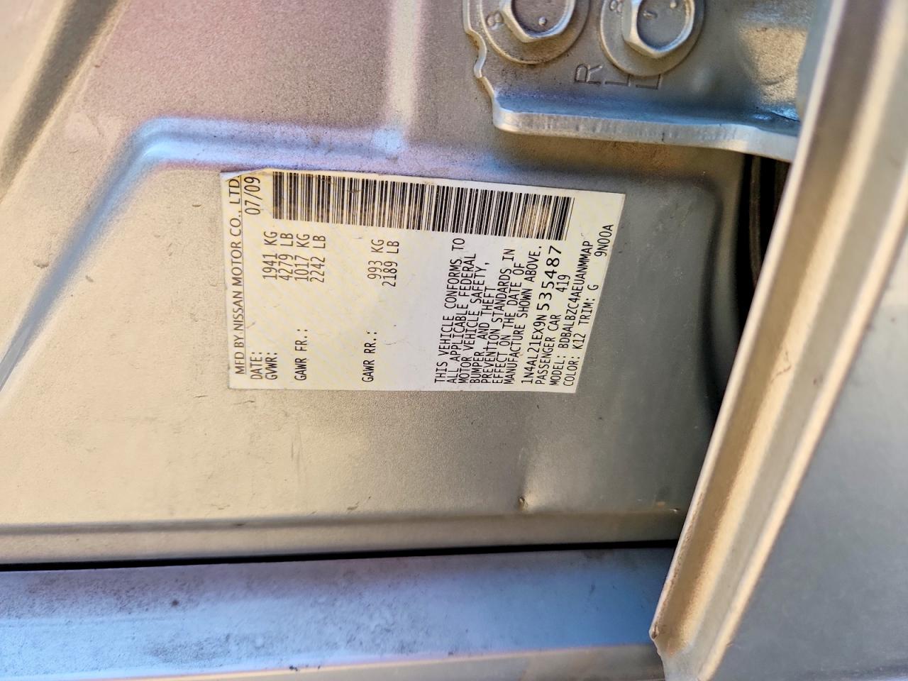 2009 NISSAN ALTIMA