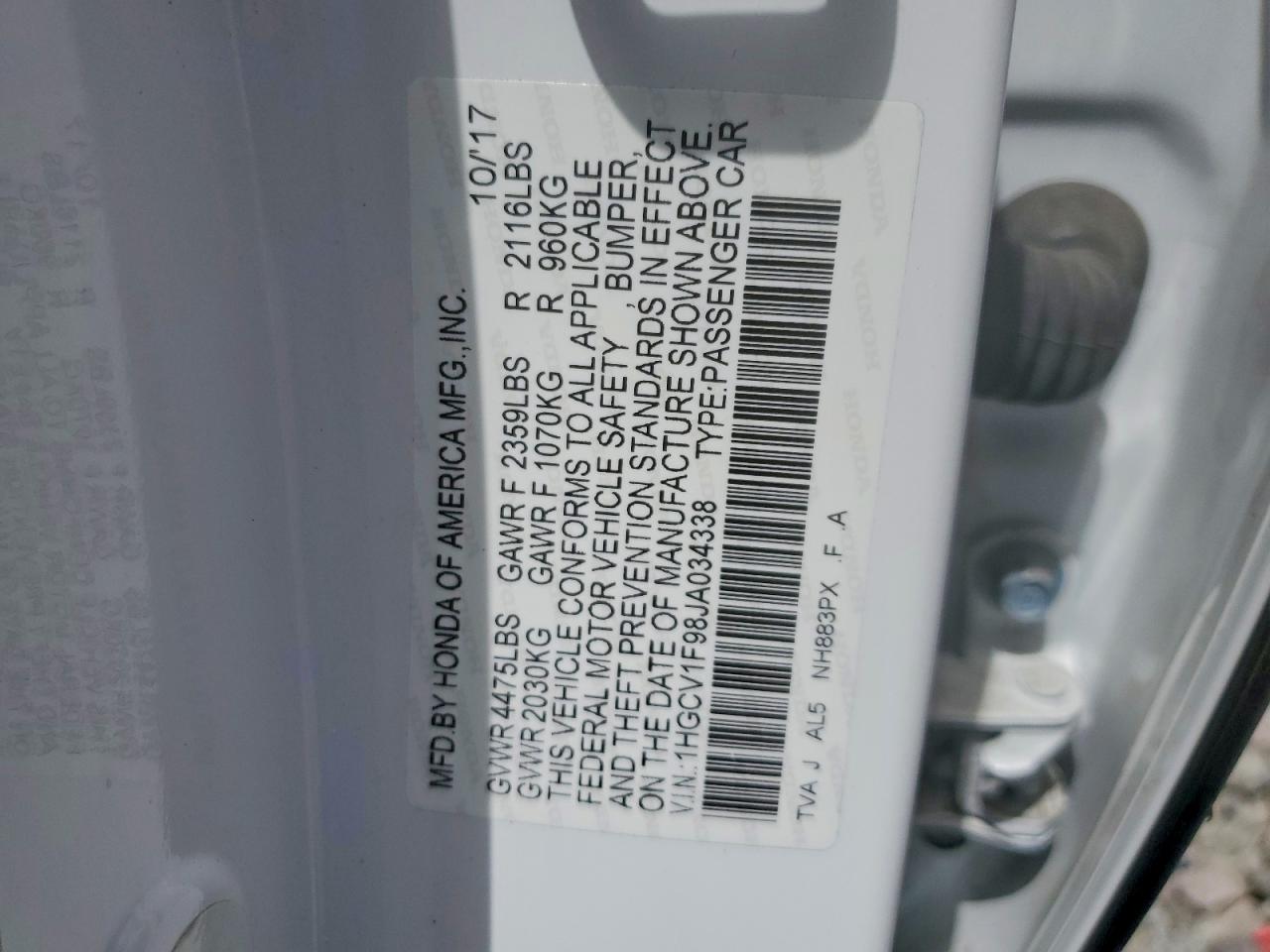 2018 HONDA ACCORD