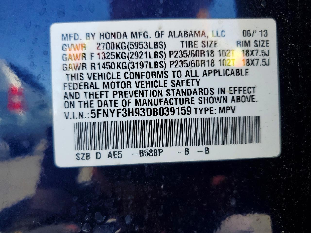 2013 HONDA PILOT