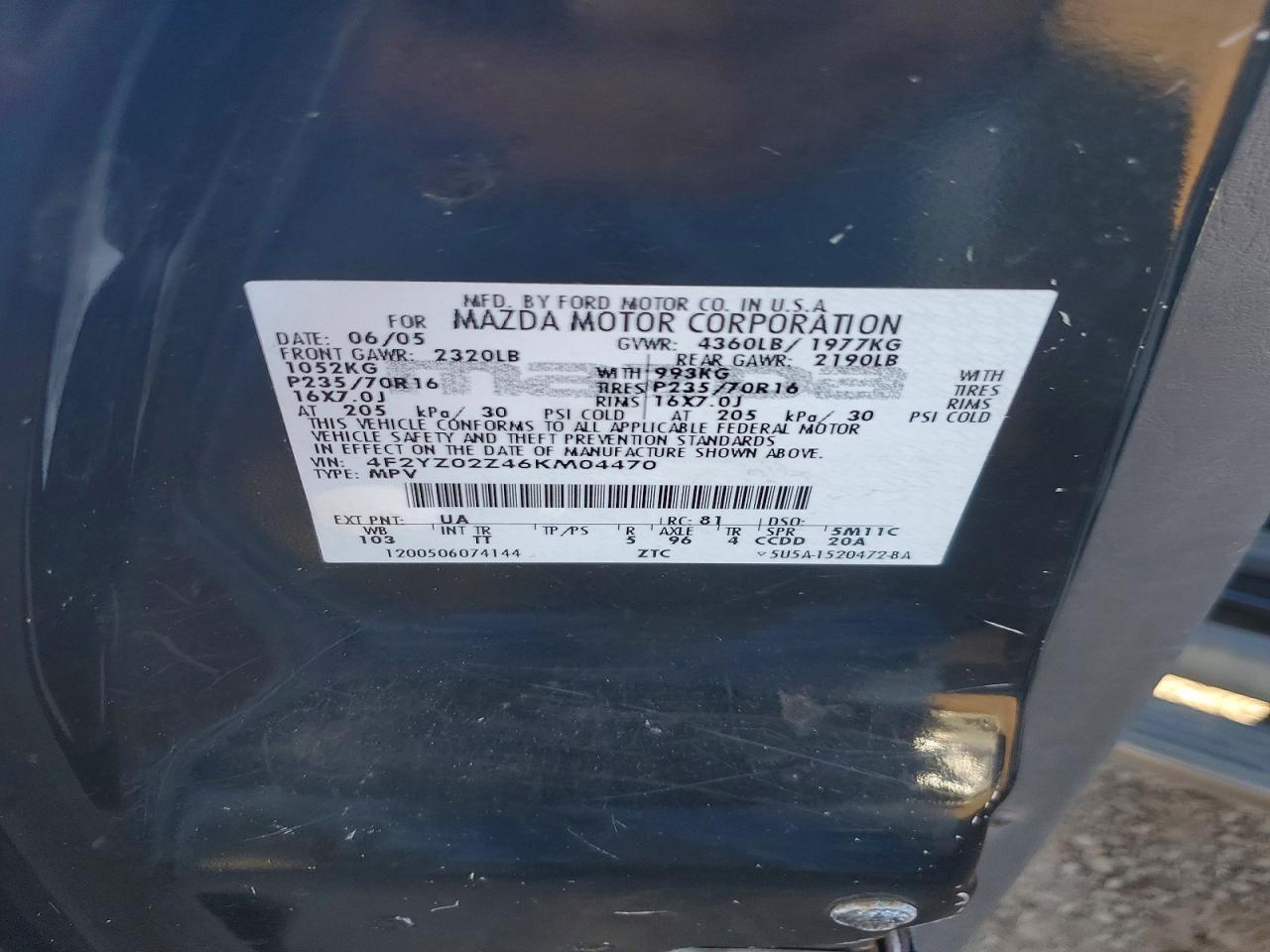 2006 MAZDA TRIBUTE