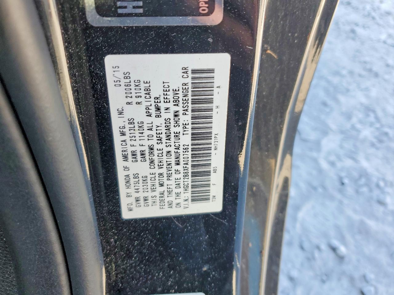 2015 HONDA ACCORD
