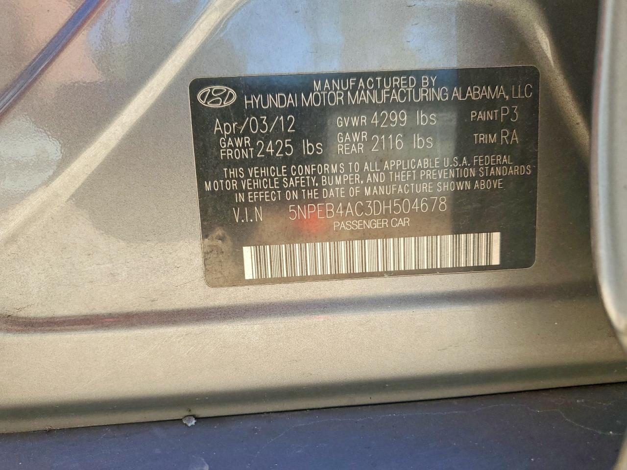 2013 HYUNDAI SONATA