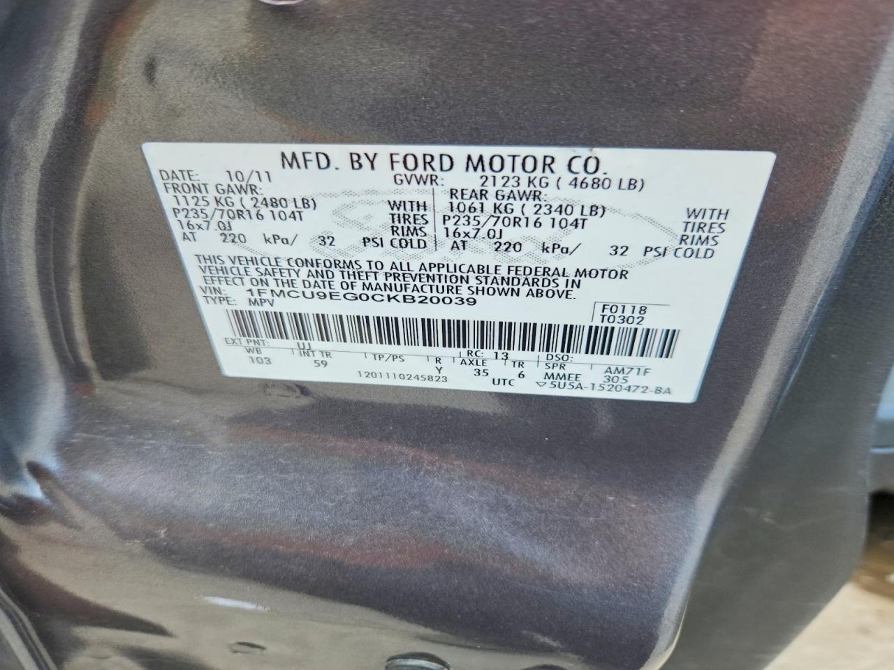 2012 FORD ESCAPE