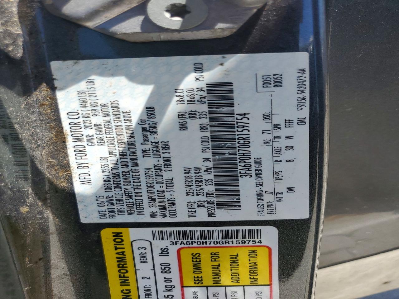 2016 FORD FUSION