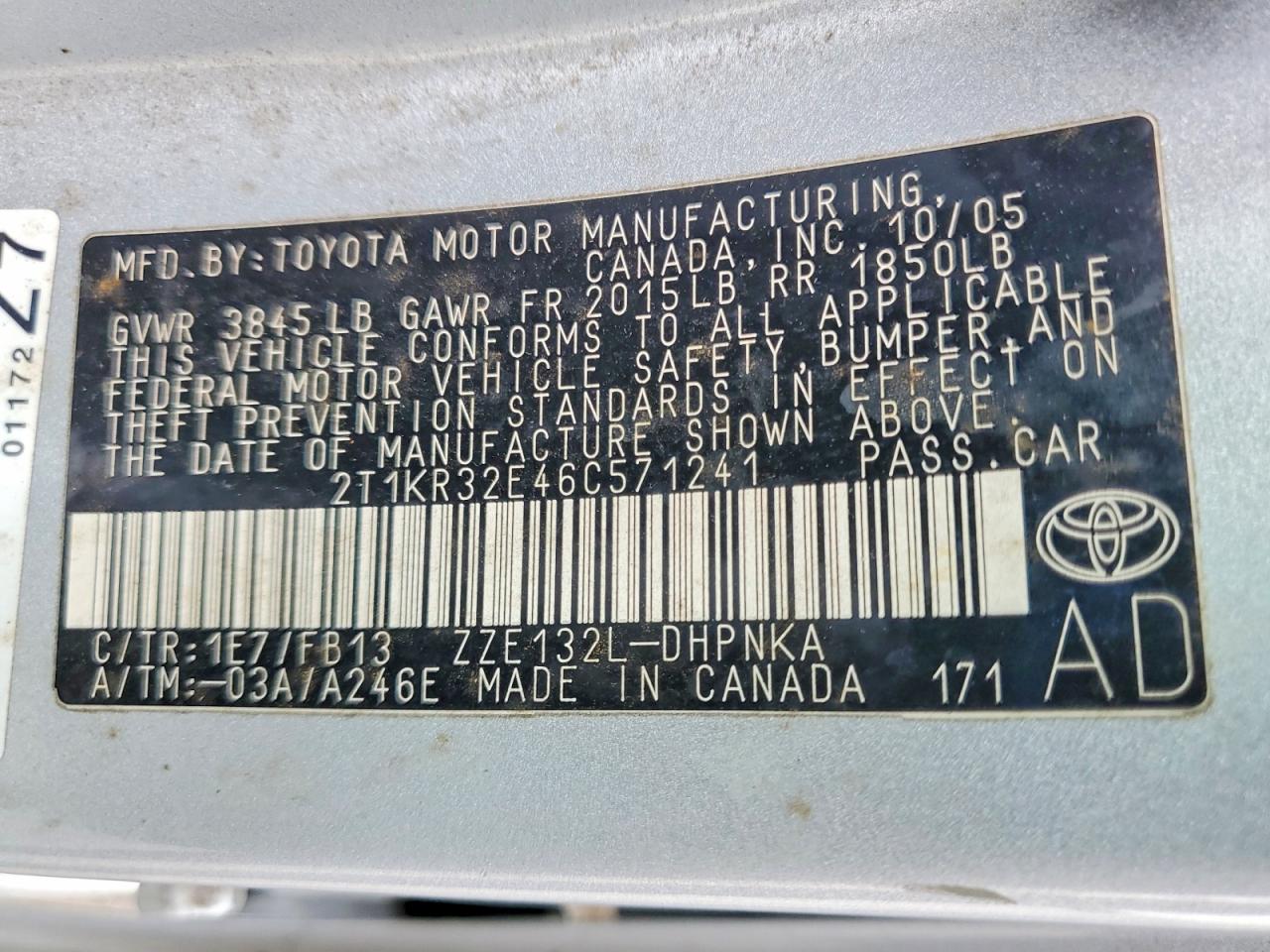 2006 TOYOTA COROLLA