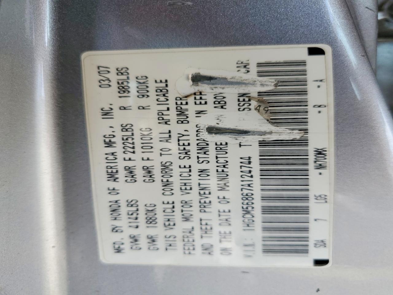 2007 HONDA ACCORD