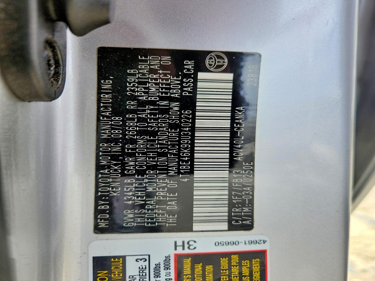 2009 TOYOTA CAMRY