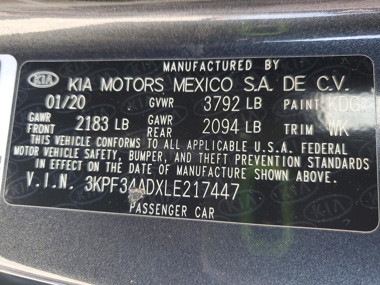 2020 KIA FORTE