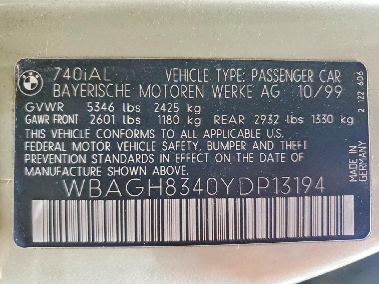 2000 BMW 7 SERIES