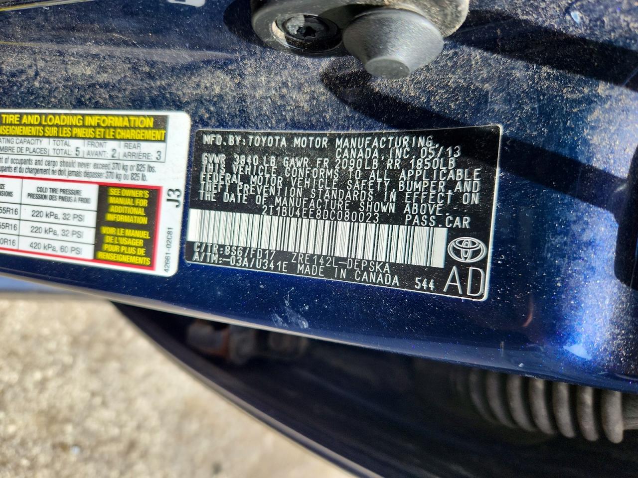 2013 TOYOTA COROLLA