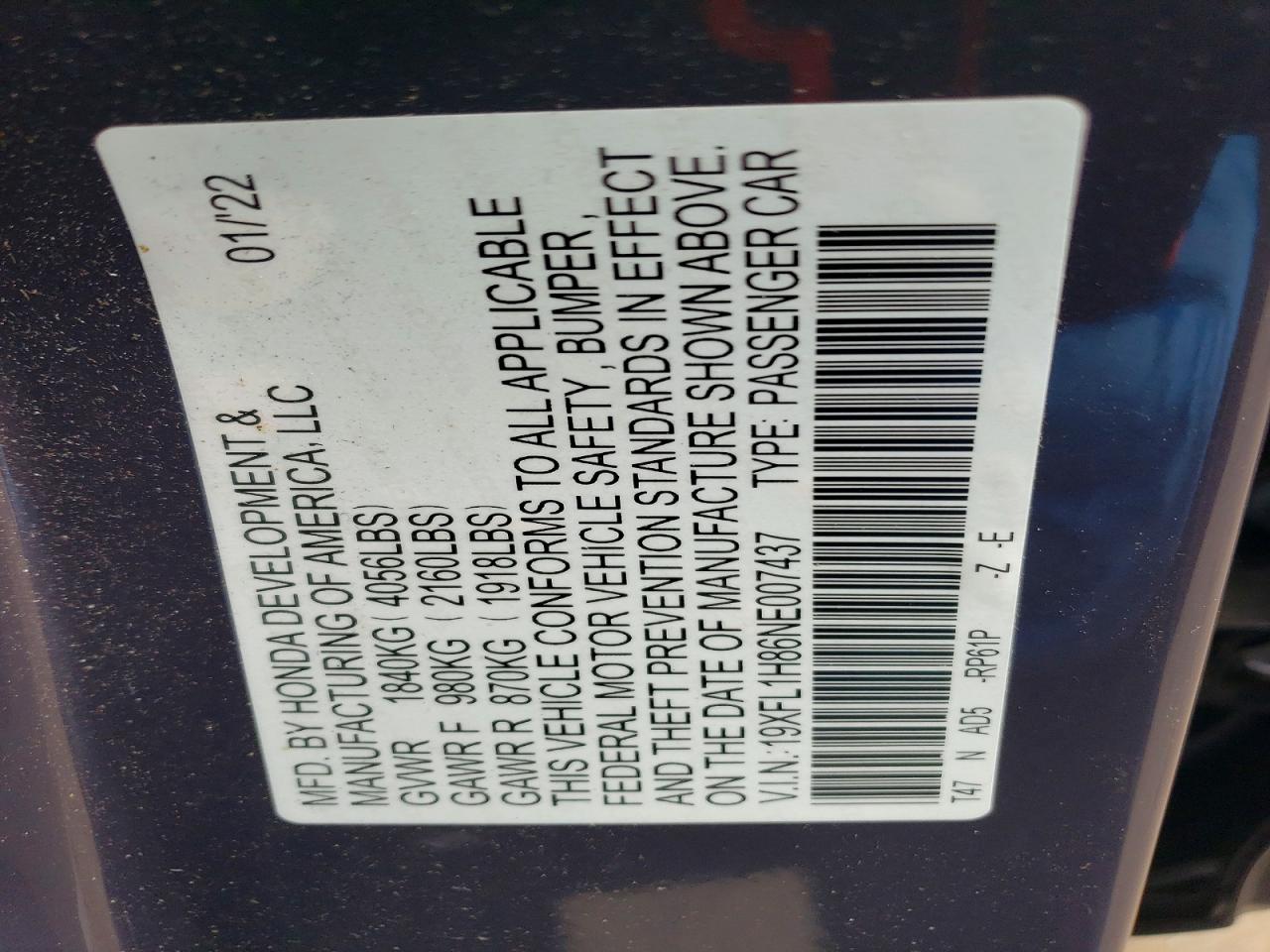2022 HONDA CIVIC
