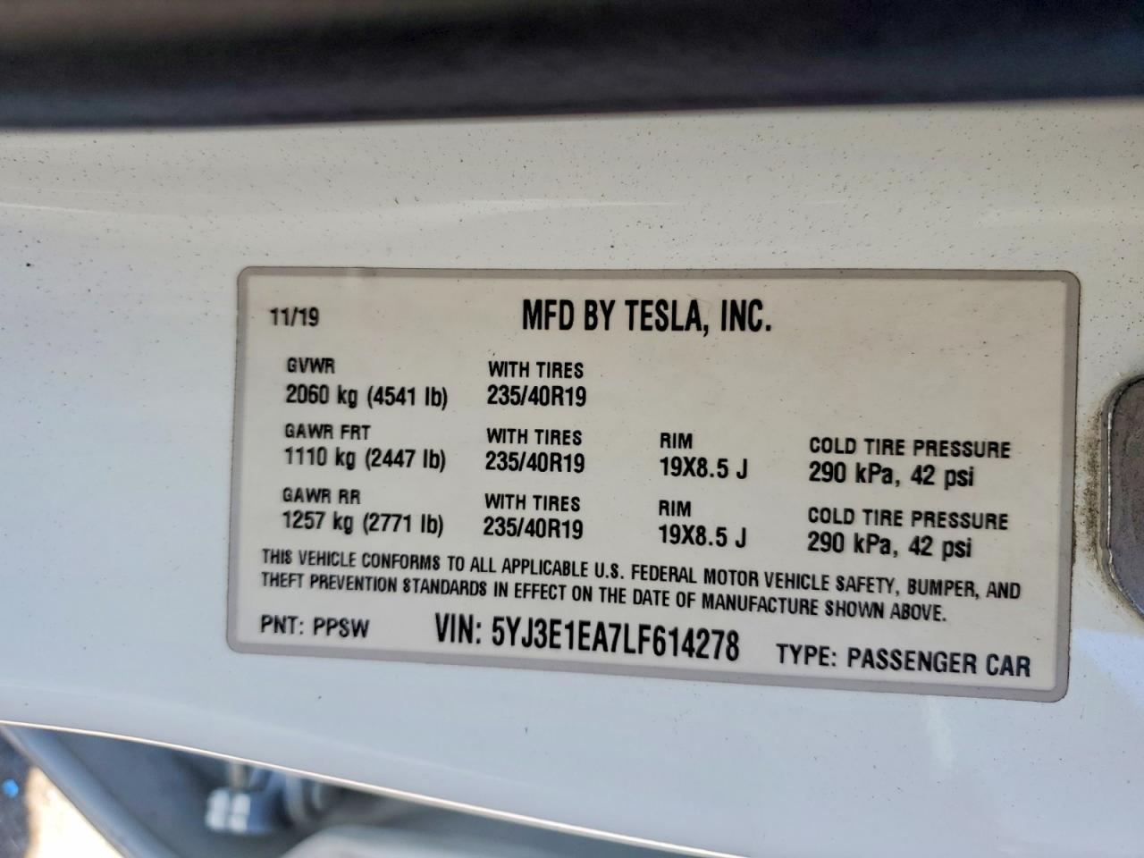 2020 TESLA MODEL 3