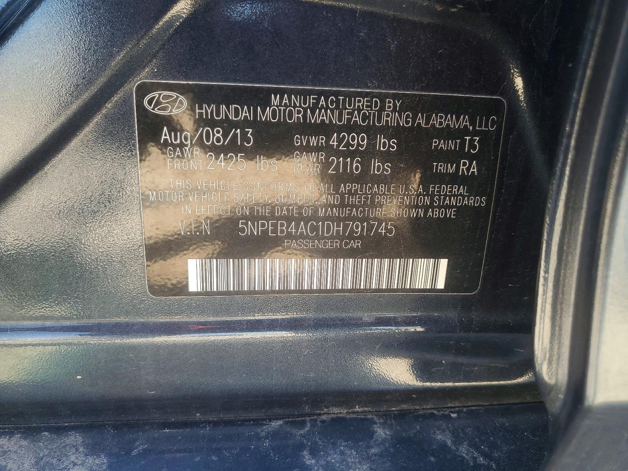 2013 HYUNDAI SONATA