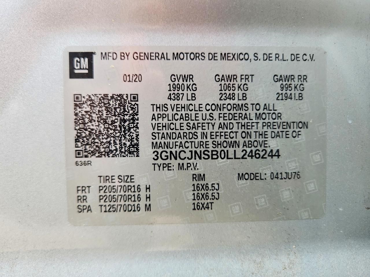 2020 CHEVROLET TRAX