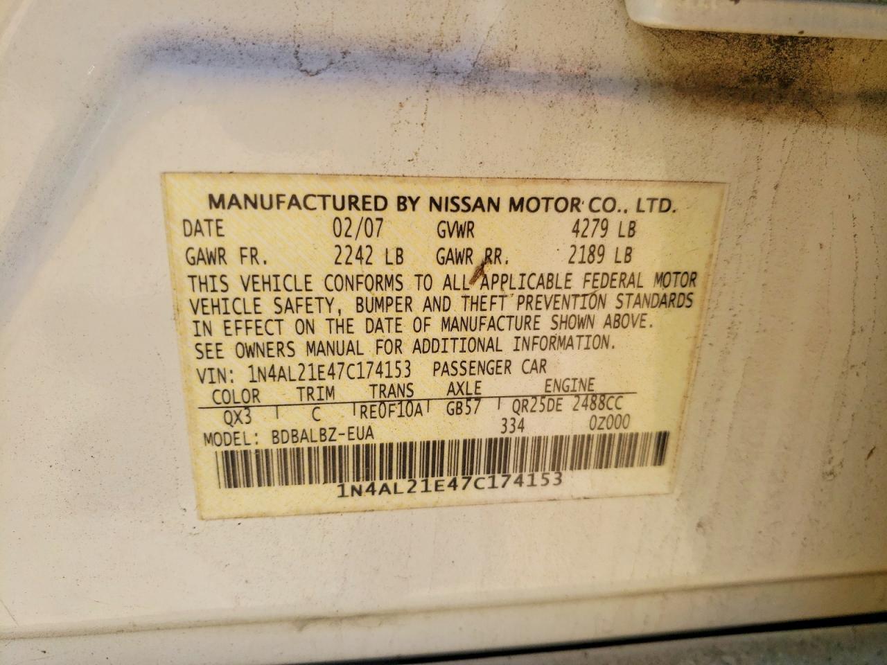 2007 NISSAN ALTIMA