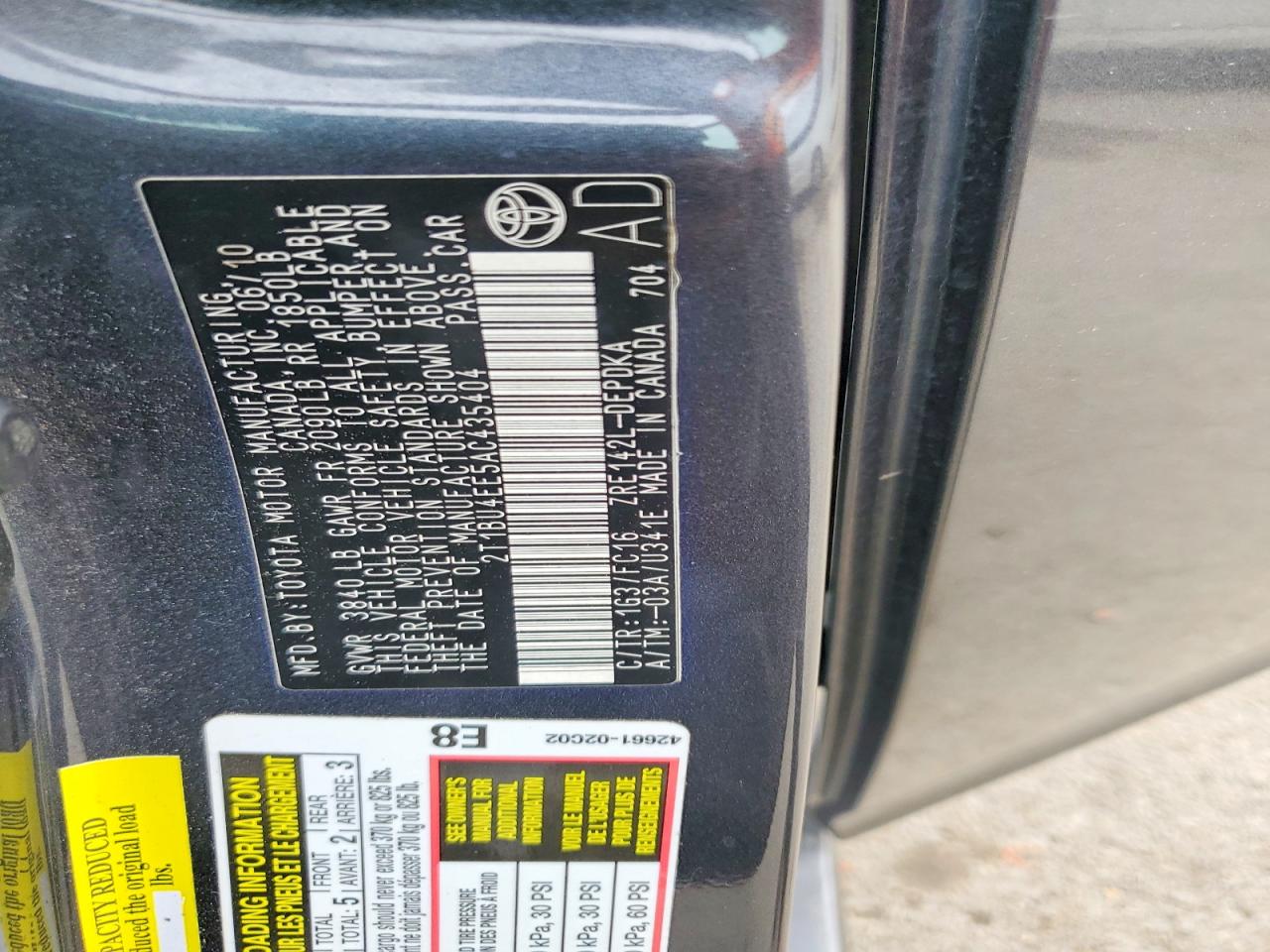 2010 TOYOTA COROLLA