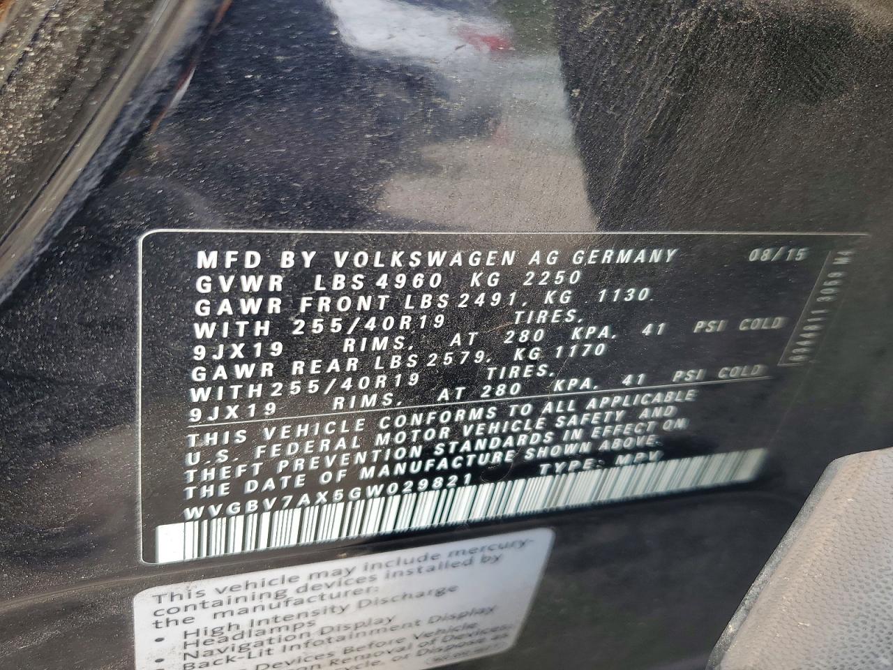 2016 VOLKSWAGEN TIGUAN
