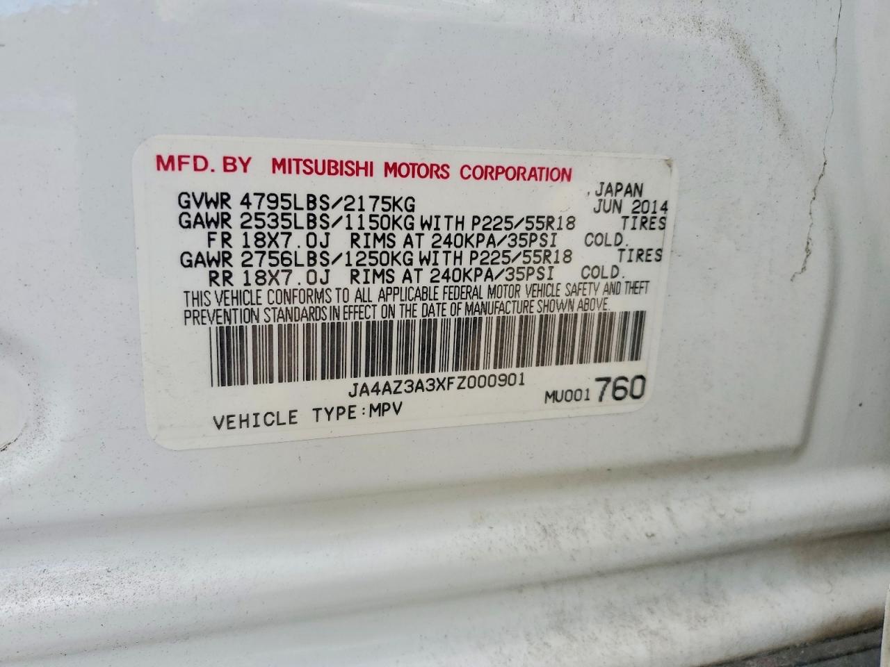 2015 MITSUBISHI OUTLANDER