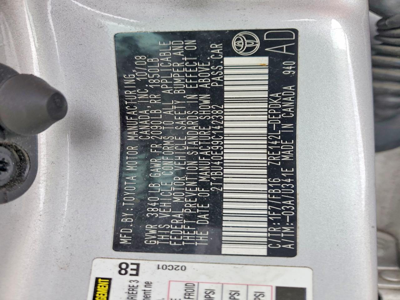 2009 TOYOTA COROLLA