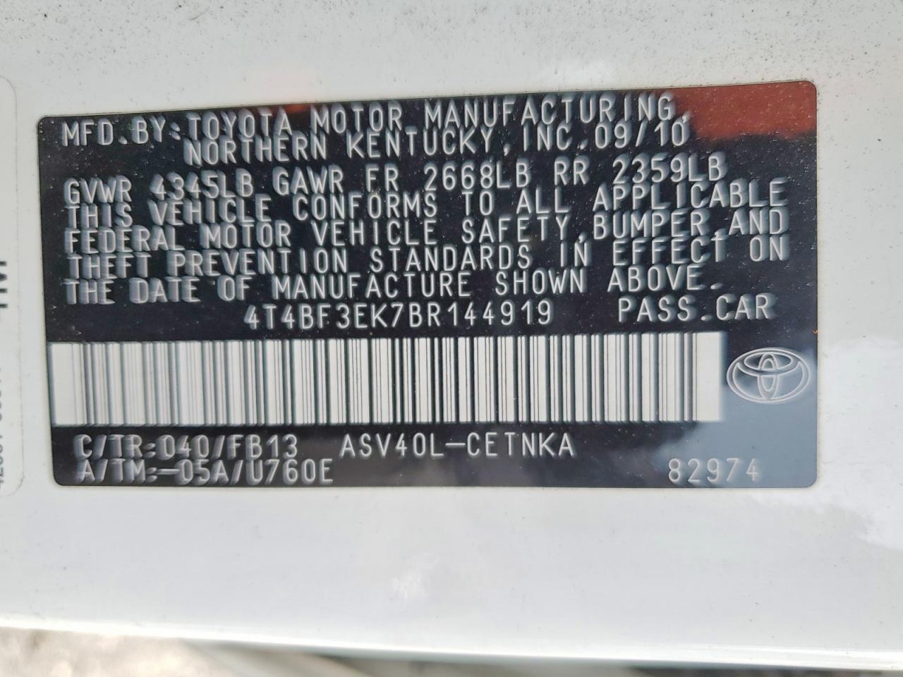 2011 TOYOTA CAMRY