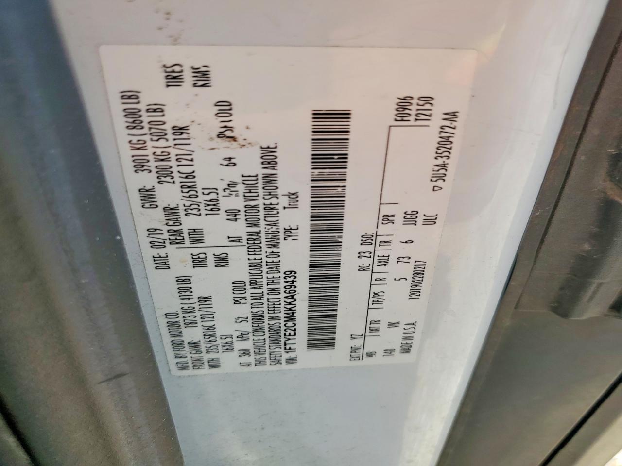 2019 FORD TRANSIT