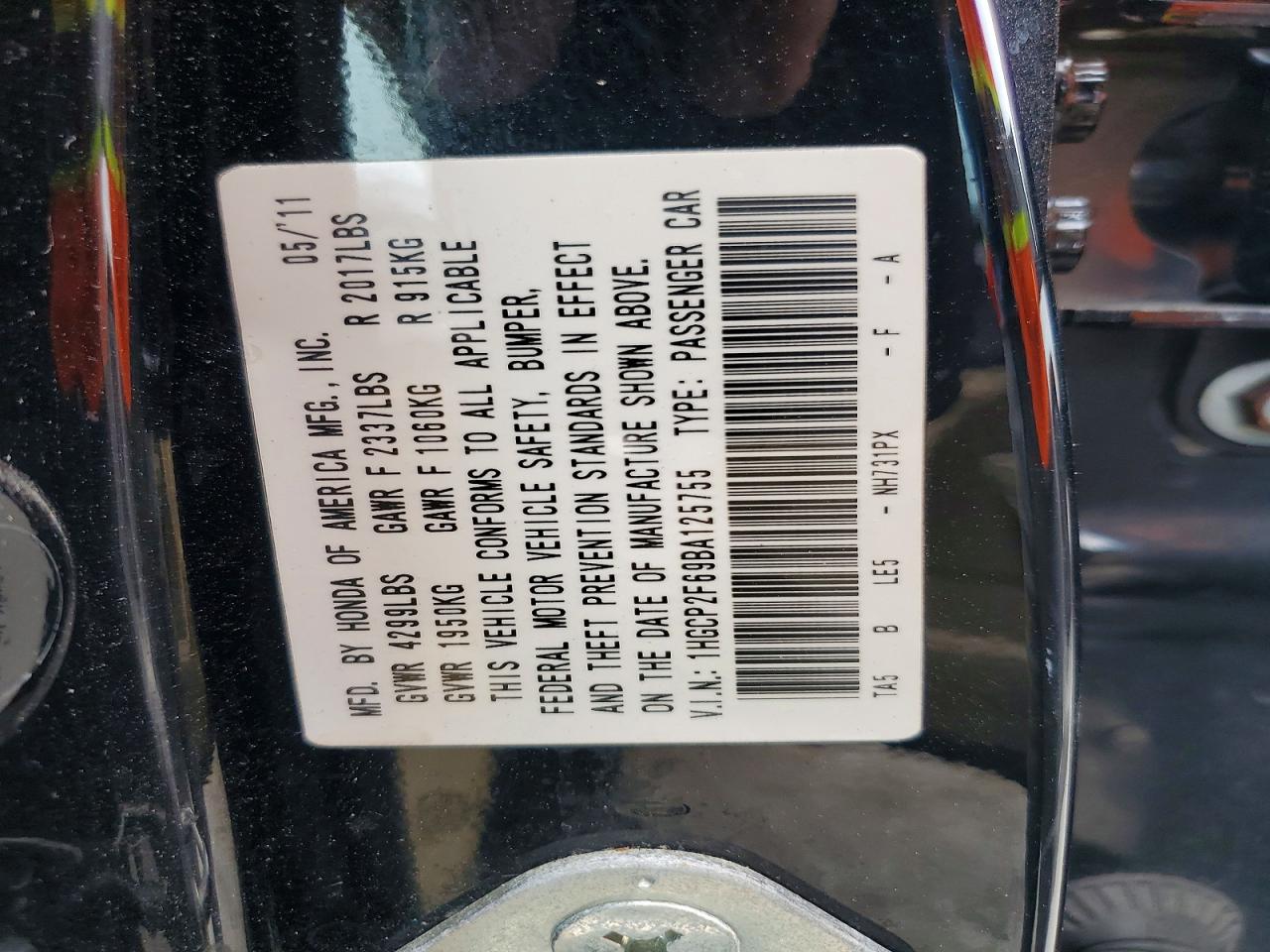 2011 HONDA ACCORD