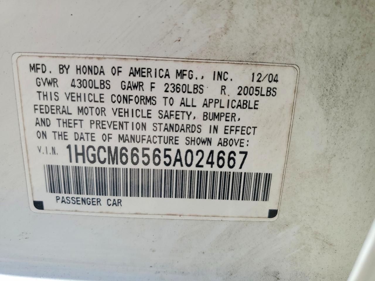 2005 HONDA ACCORD