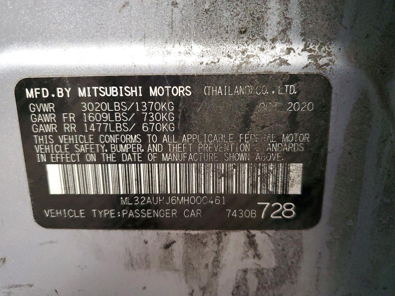 2021 MITSUBISHI MIRAGE