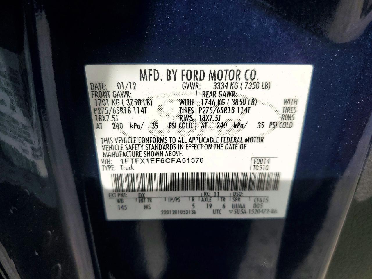 2012 FORD F150