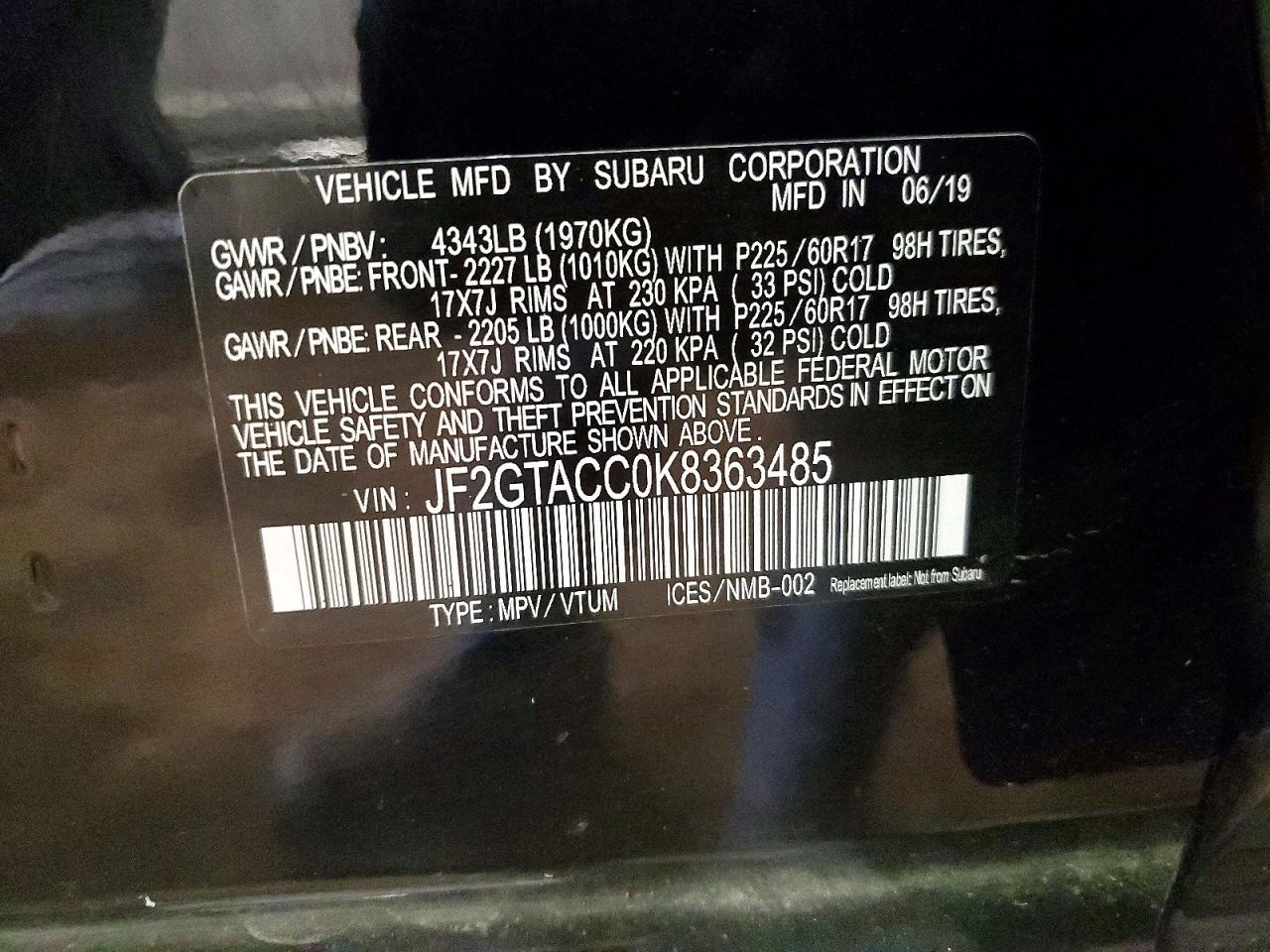 2019 SUBARU CROSSTREK
