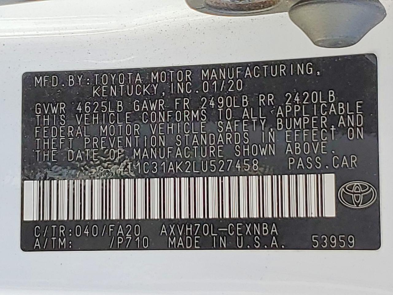 2020 TOYOTA CAMRY