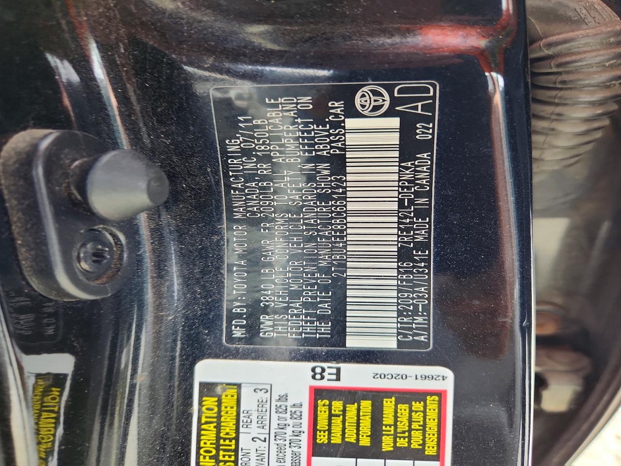 2011 TOYOTA COROLLA