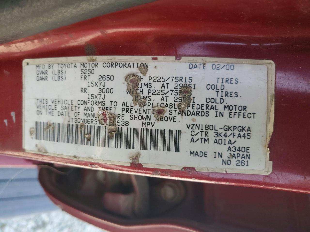 2000 TOYOTA 4RUNNER