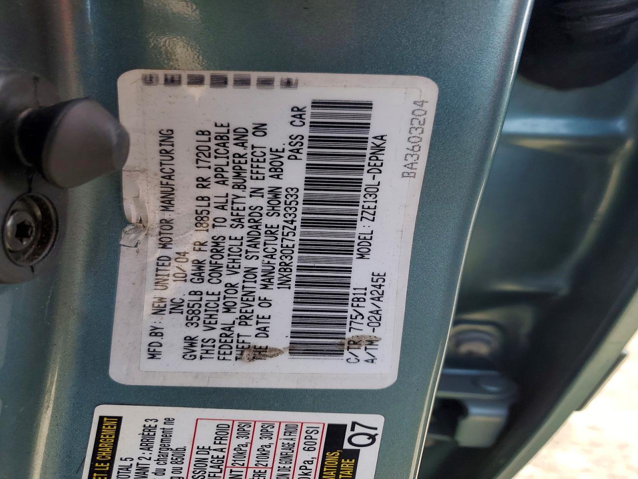2005 TOYOTA COROLLA